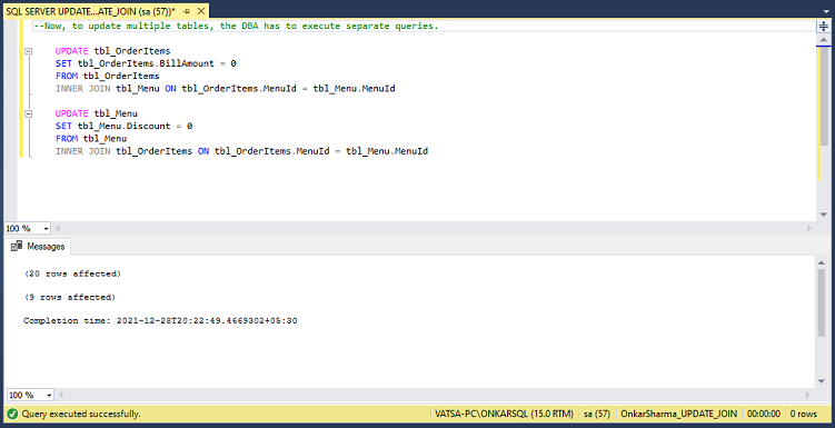 SQL Server UPDATE JOIN